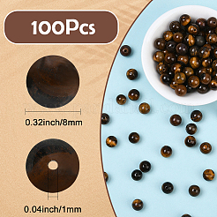 100 шт. круглые бусины из натурального тигрового глаза&nbsp;G-SP0001-21C