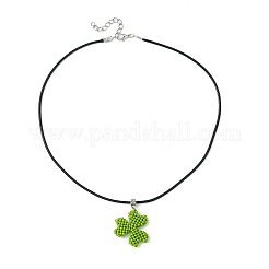 Стеклянные бусины бисер клевер подвеска ожерелья NJEW-MZ00087