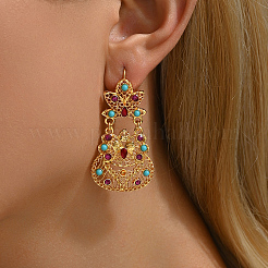 Серьги-кольца из сплава кубического циркония в форме цветка UT1066