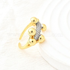 Манжеты из латуни с микро паве кубический цирконий для женщин RJEW-F184-06GP