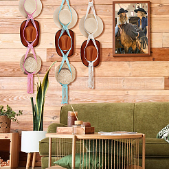 3шт. 3-х цветная вешалка для шляп из хлопка с деревянной отделкой&nbsp;ODIS-PH0001-78