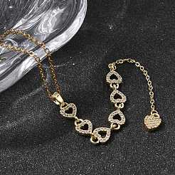 Подвеска-колье из латуни с микропаве из прозрачного кубического циркония в геометрическом стиле с кисточкой&nbsp;NJEW-P350-01D-G