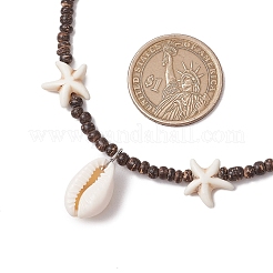 Летние пляжные ожерелья с подвесками из синтетической бирюзы и натуральной морской звезды каури&nbsp;NJEW-JN05207
