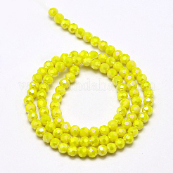 Граненый круглый полный радуги гальваническим гальваническим стеклянные бусины пряди&nbsp;EGLA-J130-FR05