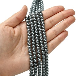 Круглые бусины из экологически чистого окрашенного стекла с жемчугом&nbsp;HY-A008-6mm-RB077