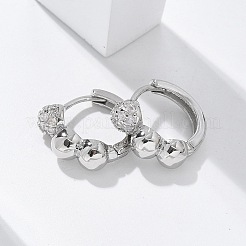 Серьги-кольца из латуни с прозрачным фианитом EJEW-Q014-07P