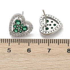 Сердце из латуни микро проложить кубического циркония серьги стержня EJEW-M082-15P