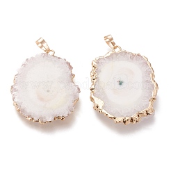 Кулоны с кристаллами солнечного кварца из окрашенных природных друзов&nbsp;G-F693-01I-G