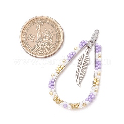 Каплевидная подвеска из стеклянного бисера в стиле бохо с перьями&nbsp;PALLOY-MZ00589-02