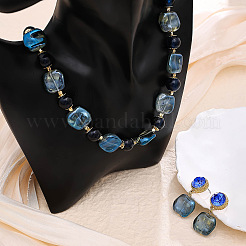 Комплекты из квадратных и круглых стеклянных бусин и сережек-гвоздиков для женщин FS-WG16680-01