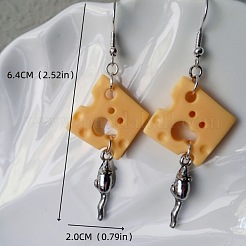 Серьги-подвески из сплава и смолы в форме сыра&nbsp;FS-WG078A6-01