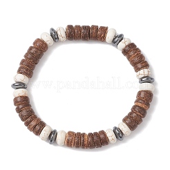 Браслеты из натуральных кокосовых и синтетических бирюзовых бусин для мужчин и женщин BJEW-JB12498-02