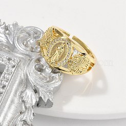 Кольца на палец из латуни с микро-паве и прозрачным цирконием для женщин RJEW-M028-71G