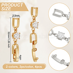 4 шт. 2-х цветные латунные застежки для часов&nbsp;KK-OC0001-53