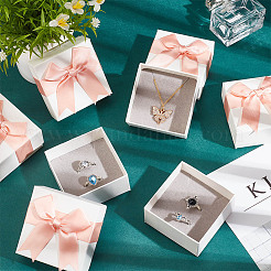 Квадратные картонные бумажные коробки для хранения ювелирных наборов&nbsp;LS-CON-WH0086-097C