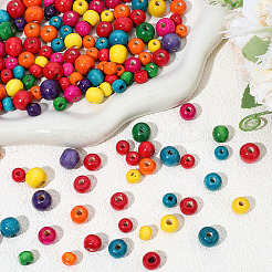 800 шт. 3 стиля крашеных бусин из натурального дерева&nbsp;WOOD-PA0001-23