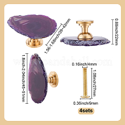 4 шт. двухцветные ручки для ящиков из латуни и натурального агата&nbsp;AJEW-DR0001-63