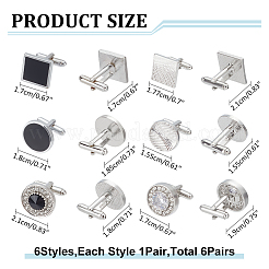 6 пара 6 стилей запонок из сплава/железа для мужчин FIND-WR0010-97