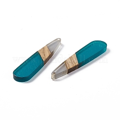 Большие подвески из прозрачной смолы и орехового дерева&nbsp;RESI-M027-05F