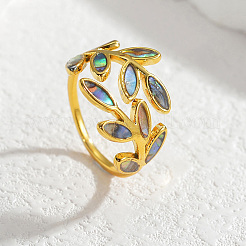 Открытые кольца-манжеты из нержавеющей стали 304 с натуральными ракушками для женщин.&nbsp;FS-WGDE0C4-01