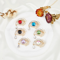 6 шт. двухцветный глаз из стразов с булавкой-слезинкой&nbsp;JEWB-HY0001-12