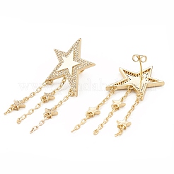 Серьги-подвески из латуни с микропаве из прозрачного кубического циркония&nbsp;EJEW-L231-75G