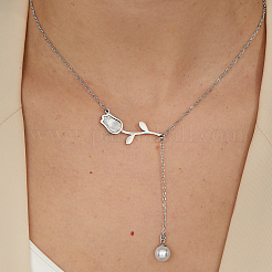 Элегантные ожерелья из нержавеющей стали с цепочкой-тюльпаном и имитацией жемчуга для повседневной носки для женщин TI9112-2