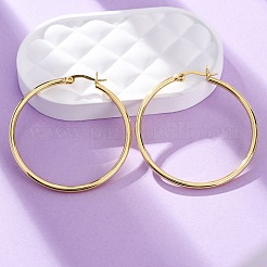 Латунь обруч серьги для женщин EJEW-I270-13B-G