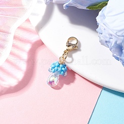 Подвесные украшения из стекла и семян в виде медузы-слезинки&nbsp;HJEW-MZ00237-01