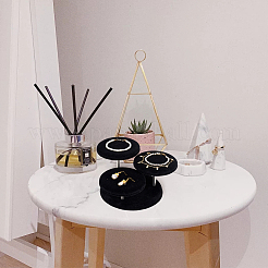 3-ярусные бархатные стойки для ювелирных украшений с деревянным покрытием ODIS-WH0026-13A