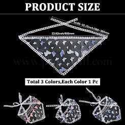 3шт. 3-х цветный полиэстеровый треугольный платок&nbsp;AJEW-CY0001-69