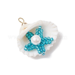 Подвески в виде морских звезд и ракушек из бисера в форме цилиндра&nbsp;PALLOY-MZ00547-06