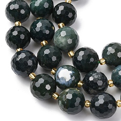 Природные моховой агат бисер нитей G-C249-A25-16MM