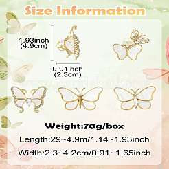 5 шт. 5 стиля броши-бабочки из сплава со стразами&nbsp;JEWB-CJ0001-33