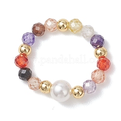 Регулируемые эластичные кольца на палец с кубическим цирконием&nbsp;RJEW-JR00974