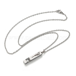 304 нержавеющая сталь гравировка цветок крест прямоугольник питомец памятная урна прах кулон ожерелья NJEW-P326-02P