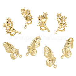 8 шт. 4 стиля латунных микропаве прозрачных кубических цирконий серьги-гвоздики фурнитура&nbsp;KK-TA0002-74