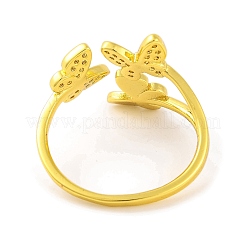 Открытое кольцо-манжета с прозрачным фианитом в виде бабочки RJEW-U003-17G