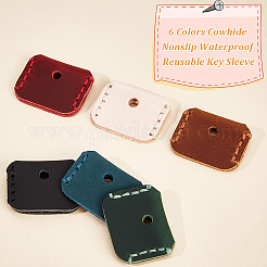 6 шт. 6-цветный нескользящий водонепроницаемый чехол для ключей многоразового использования из воловьей кожи FIND-OC0003-53