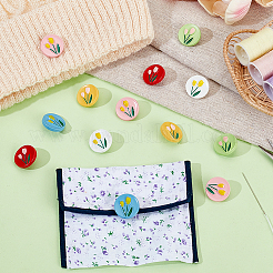 60 шт. двухцветные 6-отверстие окрашенные пуговицы из АБС-пластика&nbsp;BUTT-PH0001-65A