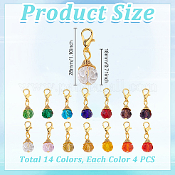 56шт. 4-х цветные стеклянные подвесные украшения&nbsp;HJEW-GA00044