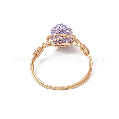 Кольца для женщин из полимерной глины ручной работы со стразами&nbsp;RJEW-JR00920-02