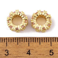 Покрытие стойки латунь микро паве розовый кубический цирконий европейские бусины KK-K367-19G