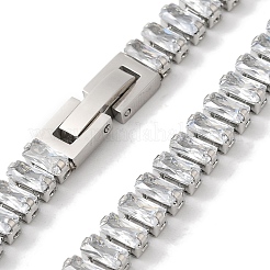 Женские прямоугольные звенья из нержавеющей стали 304 с кубическим прозрачным цирконием NJEW-Z041-04P-02