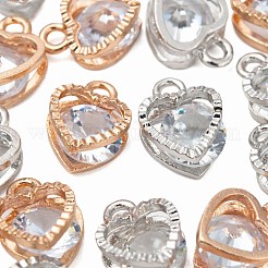 20 шт. 2 вида цветов тема дня святого валентина сердце сплав микро прозрачный кубический цирконий подвески ZIRC-FS0001-01