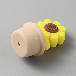 Силиконовые бусины в виде подсолнуха&nbsp;LS-SIL-WH0008-40B