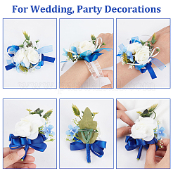 Корсаж на запястье из шелковой ткани и брошь-бутоньерка из цветов&nbsp;AJEW-CP0009-43