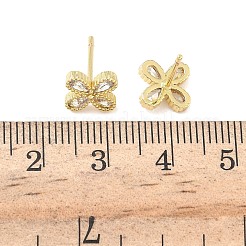 Серьги-гвоздики из латуни с микро-паве и прозрачным фианитом EJEW-G452-06G