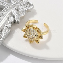 Кольца-манжеты из латуни с микро-паве и прозрачным циркониевым покрытием для женщин RJEW-M028-66G