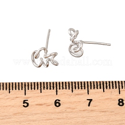 Полые серьги-гвоздики из стерлингового серебра с цветком 925&nbsp;EJEW-S271-03P